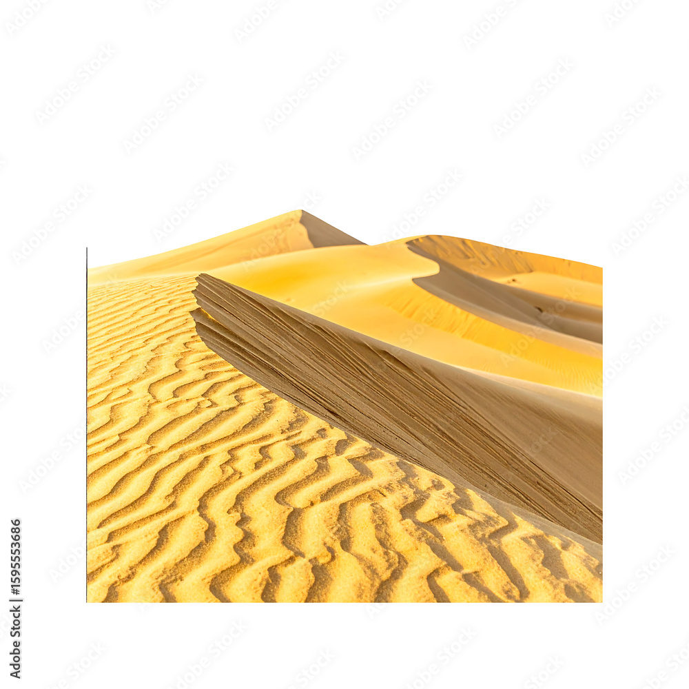 Poster desert dune close-up with wind ripple patterns nature scene on transparent background