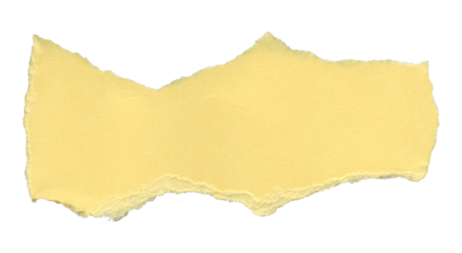 Isolated yellow note with a rough tear. Great for decorative notes, digital journaling, or memory boards. The uneven tearing adds a casual, handmade aesthetic.