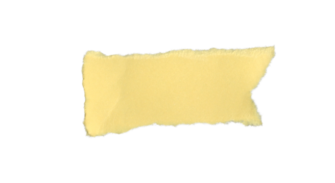 Minimal torn yellow paper fragment. Simple and clean look for handmade design aesthetics. The contrasting colors highlight the simple and clean aesthetic, suitable for minimalistic design elements.