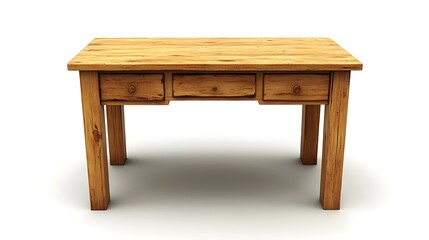 Wooden desk with three drawers.