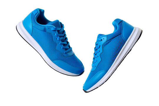 Blue sneakers isolated on white background for fashion footwear and sporty lifestyle visuals
 - Powered by Adobe