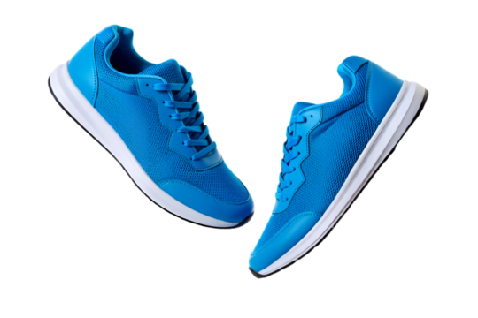 Blue sneakers isolated on white background for fashion footwear and sporty lifestyle visuals
