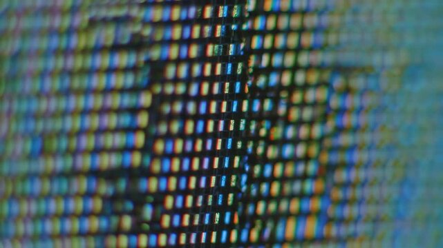 Closeup colorful pixelated screen display texture visual