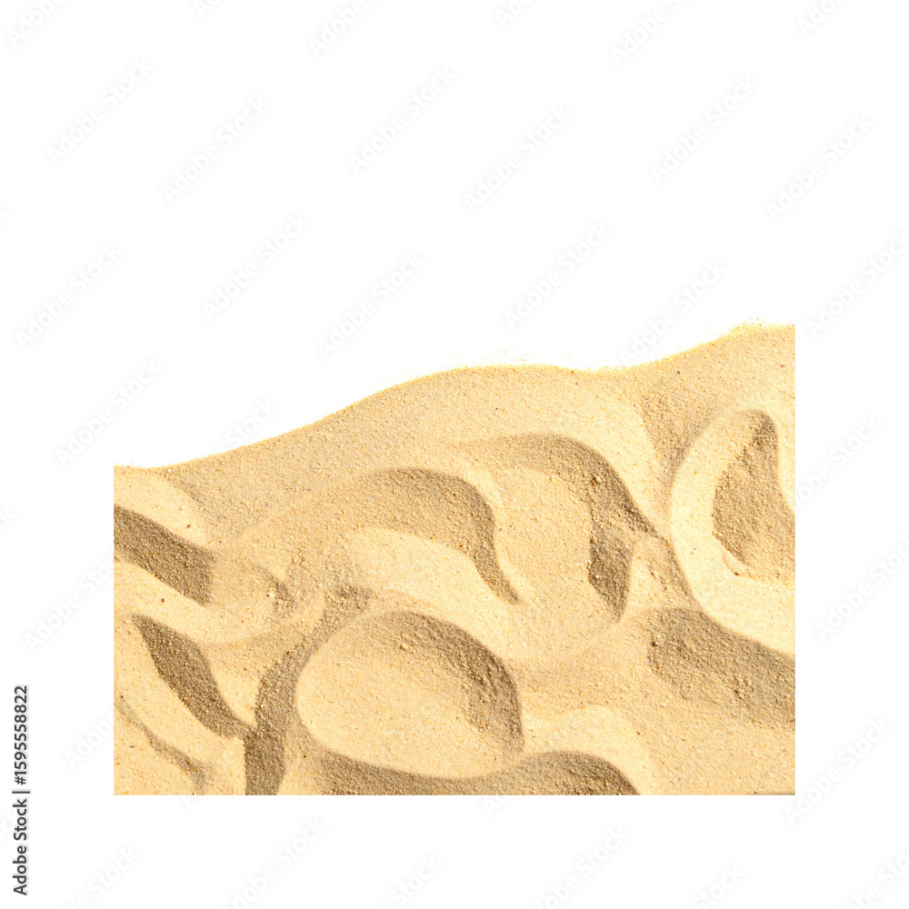 Poster sandy beach surface detail with natural patterns and texture on transparent background