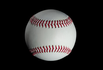 baseball isolated on black, straight on angle