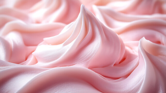 Delicate Pink Buttercream Frosting Texture - Close-Up Macro Shot