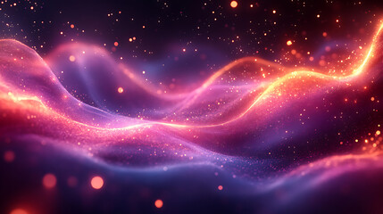 Abstract Cosmic Nebula Glowing Particles and Energy Waves