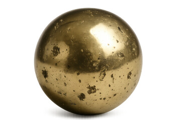Shiny golden sphere with reflective surface and some imperfections, isolated on transparent background, perfect for digital compositions