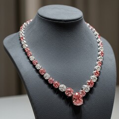 Fancy Pink Diamond Necklace on Velvet Bust
