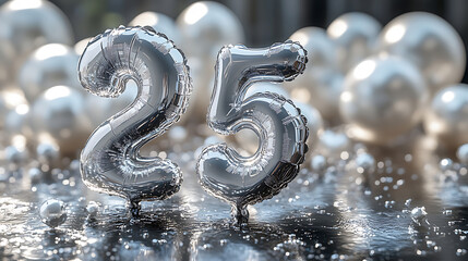 Silver Balloons Number 25th Anniversary Celebration