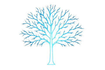 Obraz premium Luminescent blue digital tree silhouette symbolizing technological growth, environmental connection against transparent backdrop
