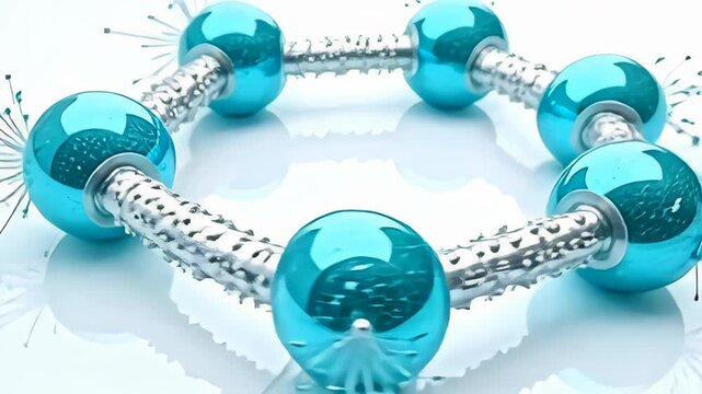 erupt aside and reassembling, angstrom handbill particle compose of glow molecule bunch showcase flowing contrive of aquamarine and silver, with the camera chase apiece shift closely, accent