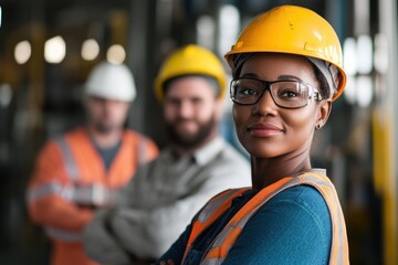 Diverse petroleum processing technologists demonstrating teamwork and expertise at an oil refinery site