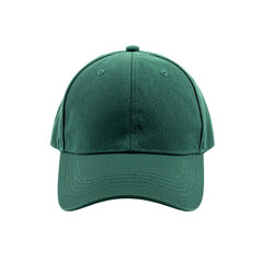 Dark green baseball cap style clothing and apparel on transparent background
