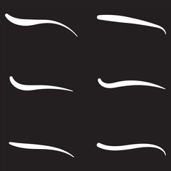 Swoosh, swash underline stroke set. Hand drawn swirl swoosh underline calligraphic element. Typography, graphic design elements on white background.