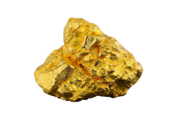 Gold nugget isolated on white background for treasure mining and wealth concept visuals
