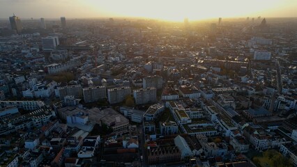 Aerial view of the city Brussels in Belgium on a sunny autumn morning 