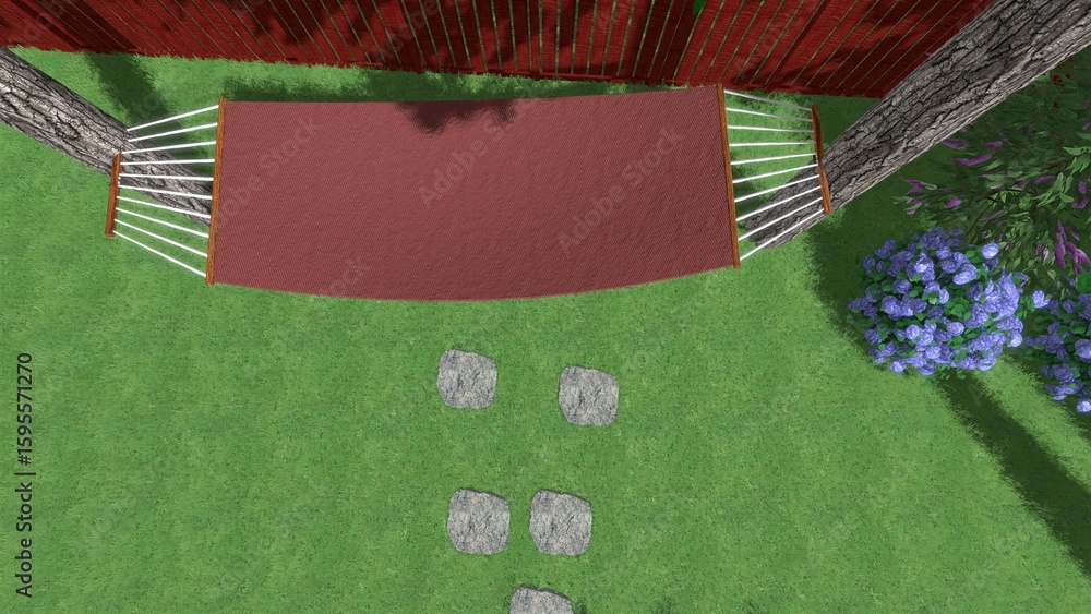 Aufkleber 3d image of the landscape design of the home territory. landscaping of the territory. computer visua