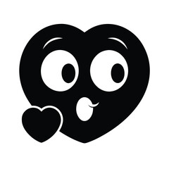 Heart eyes emoji face silhouette blowing a kiss vector graphic