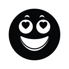 Big round smiling face silhouette with two eyes and a mouth