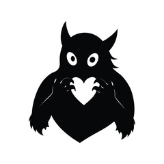 Mysterious cryptid silhouette with vivid glowing eyes illustration