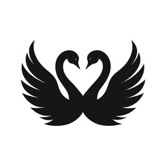 Obraz premium Elegant silhouette of a pair of swans in a graceful pose