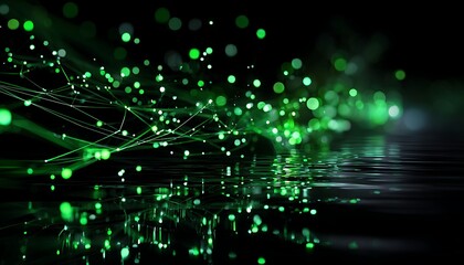 Obraz premium Abstract green network design with particles