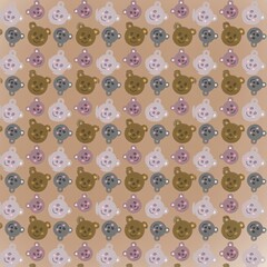 Fototapeta premium Cute animal pattern with bear and rabbit faces in pastel colors 