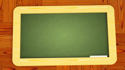 Chalkboard on Wooden Table with Empty Copy Space