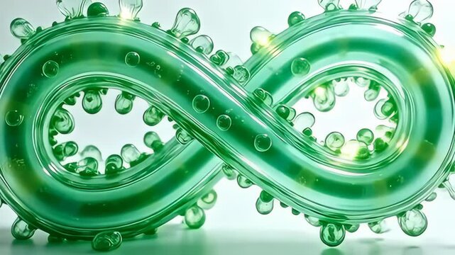 Radiating a spectrum of luminous greens and turquoises, the glowing molecule bending like jellyfish in slow motion spirals elegantly, intertwining with ethereal shapes that ebb and flow in