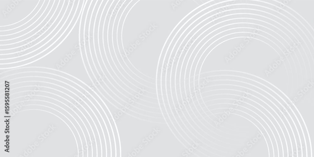 Poster abstract white glowing geometric lines on gray background. modern shiny blue circle lines pattern. f