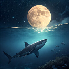Obraz premium shark on the moon
