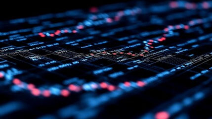 Close-up view of digital market data.
