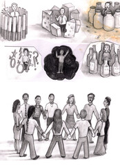 Top Drawing Shows People in Various Addictions and 2nd Shows Recovery