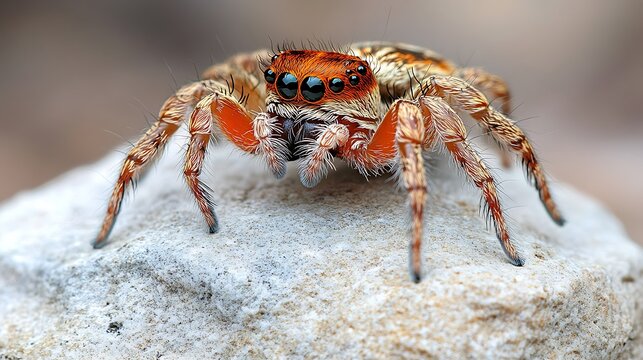 Close-up of a jumping spider on a rock. - Powered by Adobe