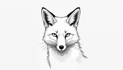 Obraz premium Stylized fox illustration, detailed lines, minimalist black and white design on a plain background