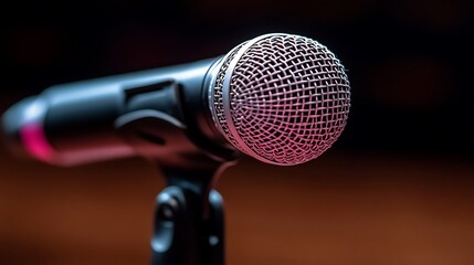 Obraz premium Close-up of a microphone.