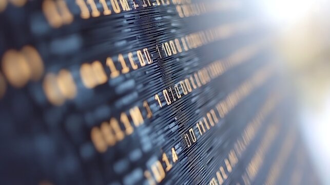 Close-up view of binary code on a surface.