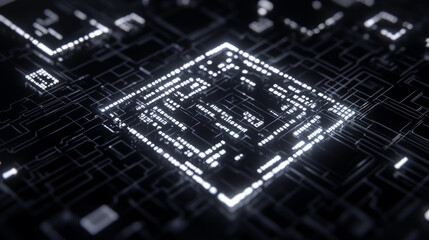 Circuit Board with Glowing Lines