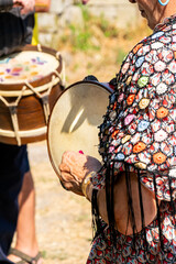 Spanish Folk Music Celebration Tambourine Player Back