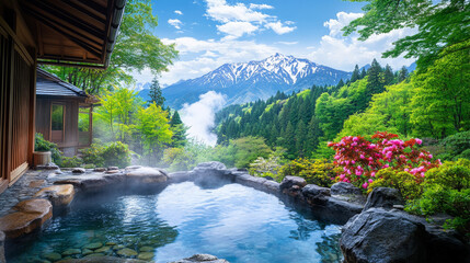 Japanese Hot Spring in Nature