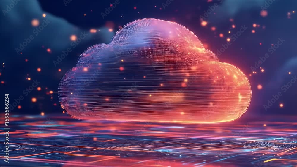 Poster glowing cloud digital art abstract background futuristic with data streams