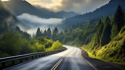 Countryside Road in Summer Mountains