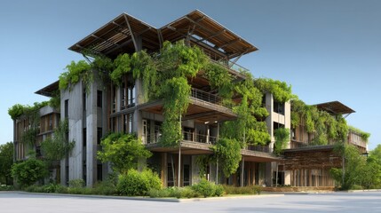 Sustainable Eco-Friendly Building with Lush Green Facade