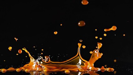 Stunning Closeup of a Golden Crown Embellished with Vibrant Orange Water Splashes Elegance Meets Energy. - Powered by Adobe