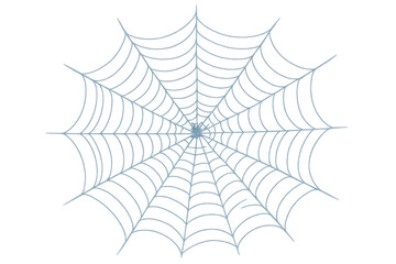 Light blue spider web creating an intricate circular pattern on a transparent background, perfect for halloween projects