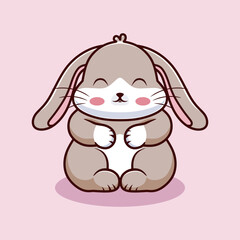 Obraz premium Cute smiling cartoon rabbit. Vector illustration character.