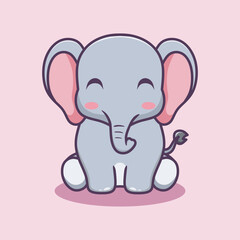 Cute elephant vector illustration. Animal cartoon style.