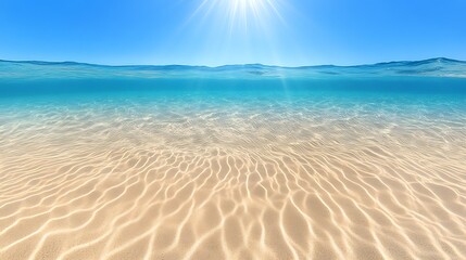 Obraz premium Sunny beach scene with clear shallow water.