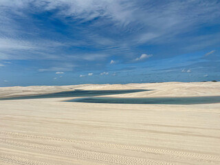 Brazil, Barreirinhas- 2023, May: lagoon and sand dunes in lençóis maranhenses